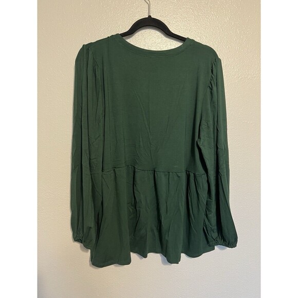 Wonderly Women's Long Sleeve Airflow Green Empire Peasant Top size 1X - Picture 4 of 4
